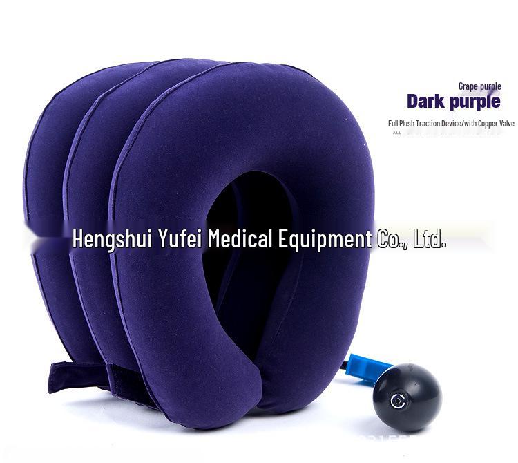 Inflatable Cervical Traction Device - Three-Layer Plush Massager Collar for Home Use