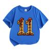 Kids Boys Girls 100% Cotton Crew Neck Short Sleeve T-Shirt, Funny Waffle Number 11 Print Tee for 11th Birthday Party Casual Soft Lightweight Summer To