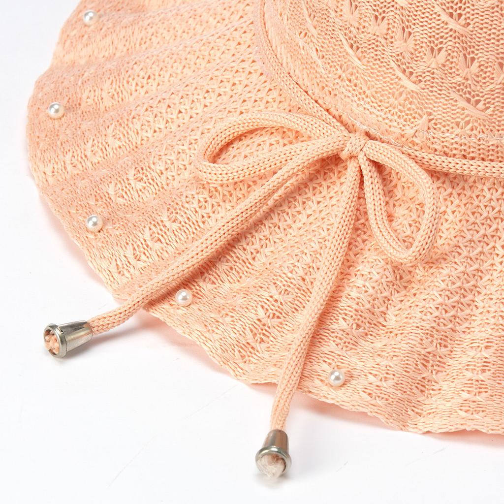 Foldable Women's Summer Hat, Beach Hat, Outdoor Grass Hat for Beach Travel, Sun Shading and Sun Protection, Bow Shaped Sun Hat