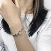 Hip Hop Jewelry Double Circle Thai Silver Color Bracelet Handmade Thick Chain Couple Bracelet For Men Women S -B413