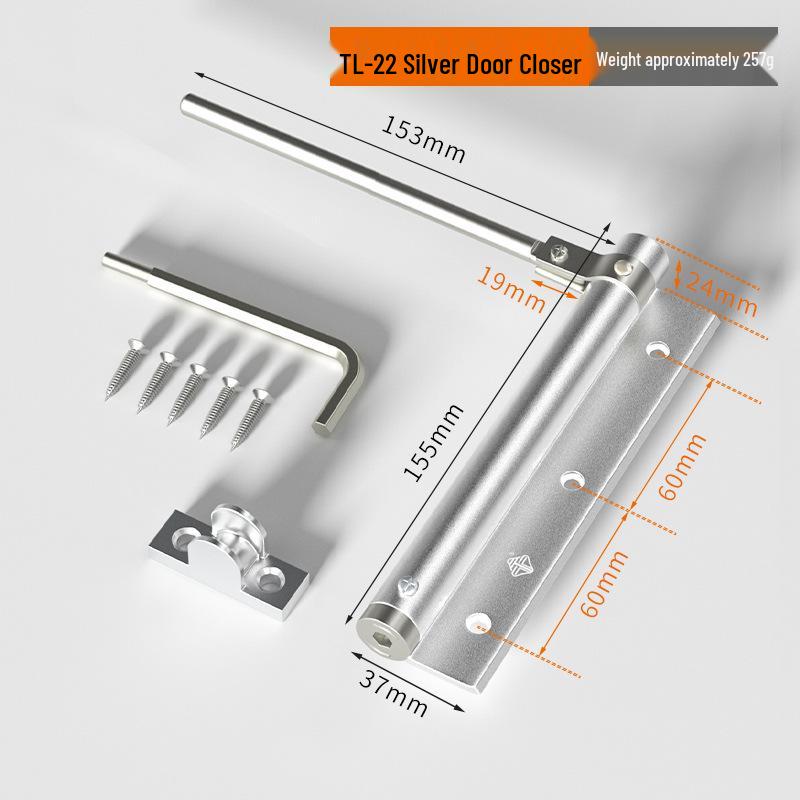 Aluminum Alloy Hydraulic Buffer Fireproof Door Closer for Silent Double Swing and Anti-theft Doors.