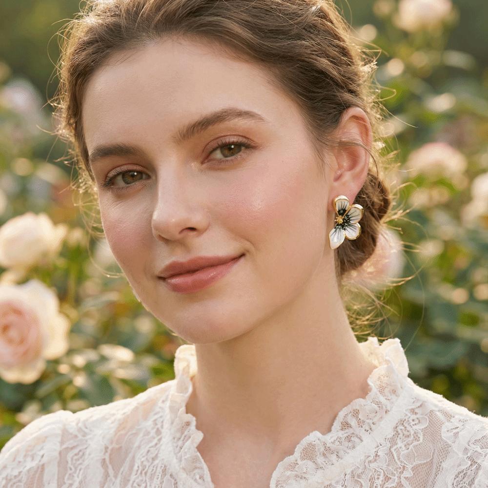 Temperament Drip Oil Flower Stud Earrings Metal Floral Earrings Gift Butterfly Earrings  Daily Wear