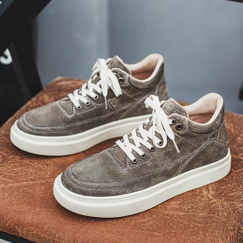 Italian Brand Fashionable Brown Thick Soled Sports Shoes Wear-resistant Non Slip Men's Casual Shoes Men's High Top Shoes