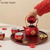 Chinese Red Ceramic Tea Set Bamboo Tray Handmade Teapot Kettle Teacup Tea Jar Household Wedding Teaware Sets Holiday Luxury Gift