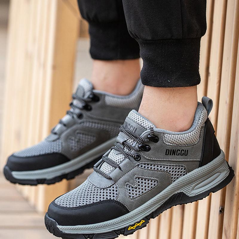 Men's Fashion Breathable Steel Toe Caps Working Shoes Air Mesh Summer Safety Boots Tooling Security Sneakers Protective Footwear