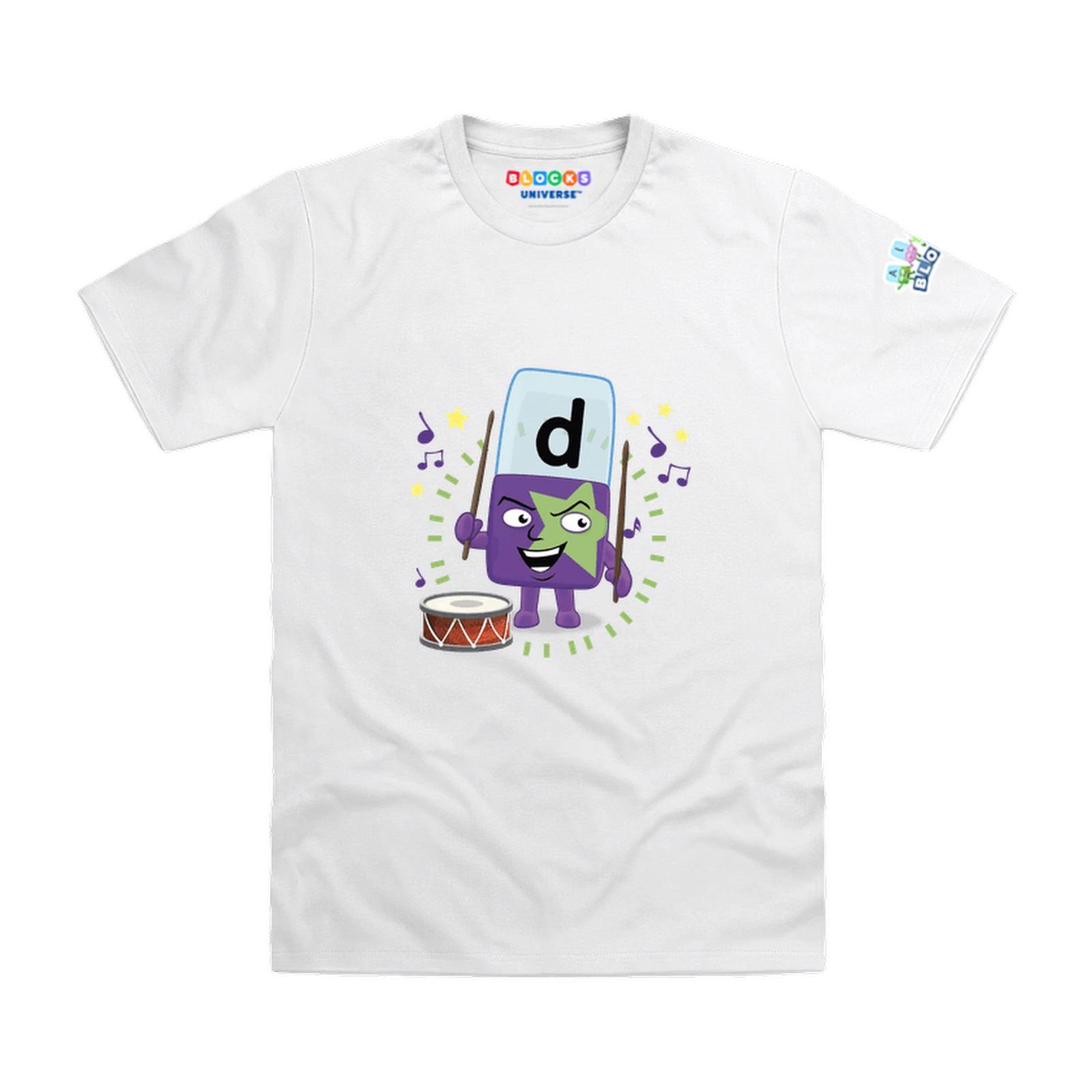 

Officially Licensed Alphablocks - Alphablock D - Drumming! Kids T-Shirt 120