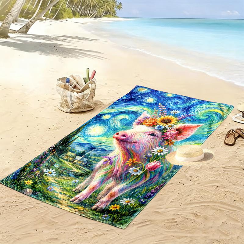 Animal Painting Print Beach Towel, Large Soft Quick Dry Towel for Beach Camping Swimming