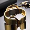 Women's Luxury Fashion Watch with Gold Steel Band and Black Dial