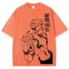 Japanese Anime Style Anime Male Lead Print Women's T-Shirt Oversized Wash Retro Short Sleeve Fashion Design Street