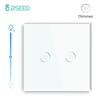 Bseed EU Touch Dimmer Switch 2 Gang 1 Way Led White Black Gloden Crystal Class Panel Dimmer