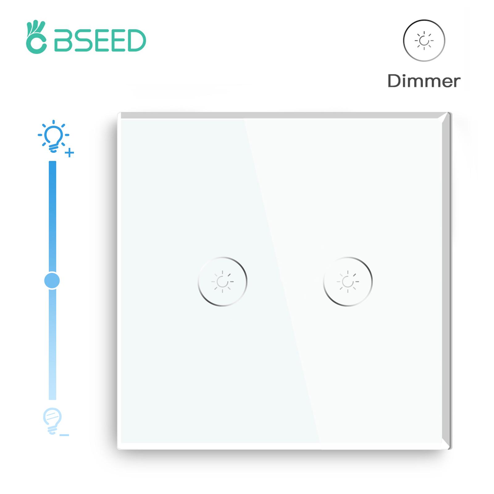 Bseed EU Touch Dimmer Switch 2 Gang 1 Way Led White Black Gloden Crystal Class Panel Dimmer 2 Gang 1 Way белый