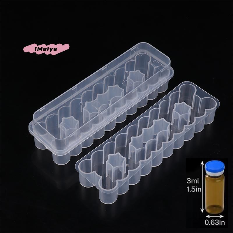 M-1/3Pcs 24 Slots 3ML Vial Storage Case Stackable Plastic Microtube Storage Box Clear Freezer Tube Box Refrigerator Organizer