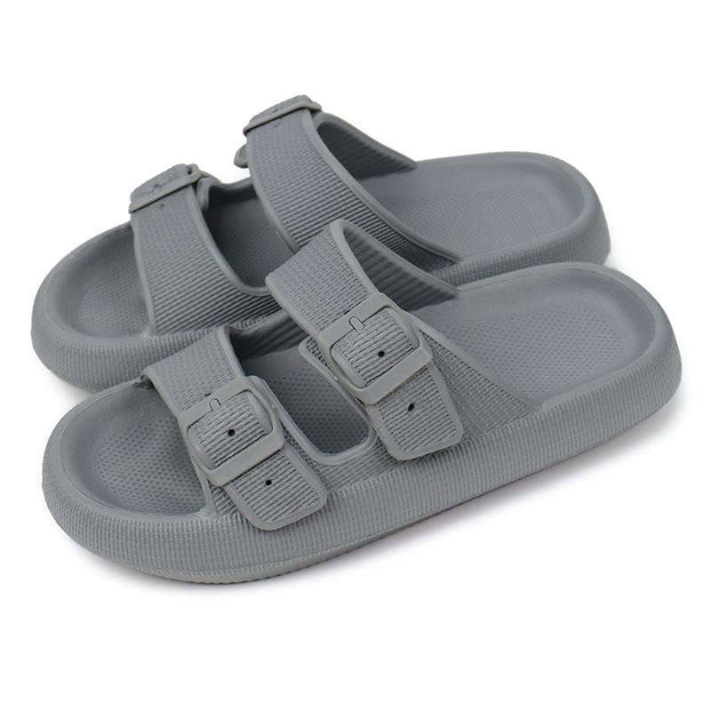 2025 Thick-Soled Double Buckle EVA Sandals: Step-On-Comfort for Couples, Women, Indoor/Outdoor Use