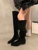 Wear More Than One Boot! Thick-heeled Over-the-knee Boots Women's Shoes Velvet Boots 2025 New Spring and Autumn Piled Knight Martin Boots