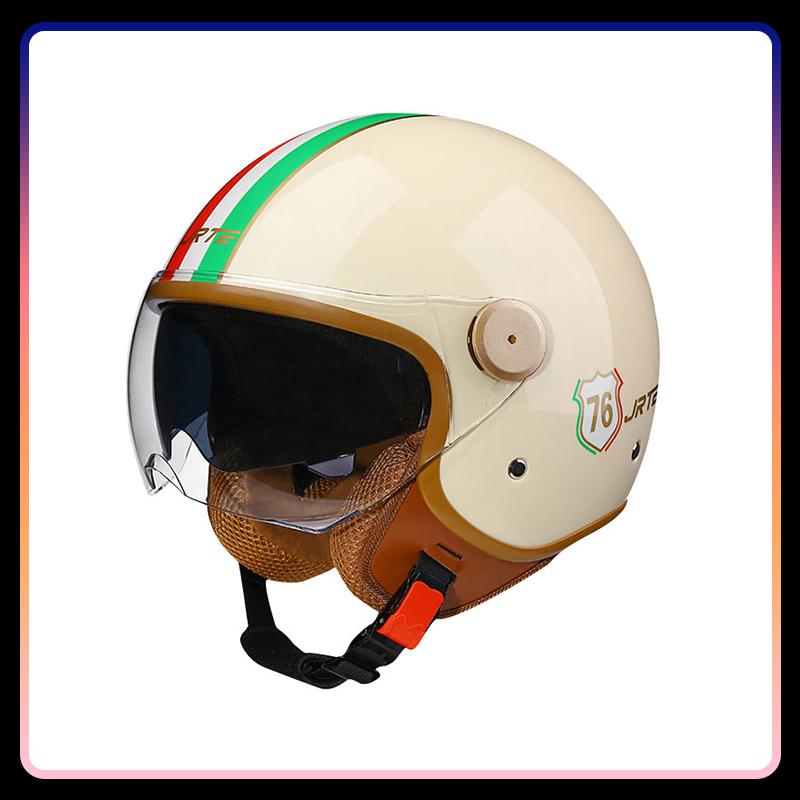 3/4 Open Face Helmet Daul Visor Retro Semi-open Helmets Men Women DOT ECE Double Lens Jet Helmets Motorcycle Accessories