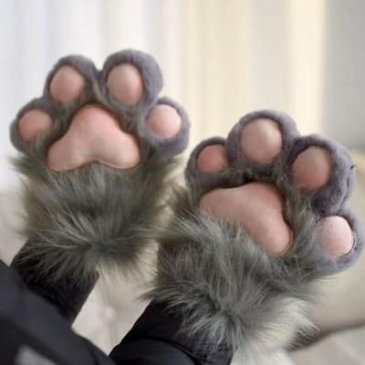 Fursuit Kigurumi Cosplay Costume Gloves Cartoon Cat Claw Mittens Cute Plush Cat Paw Gloves  Club