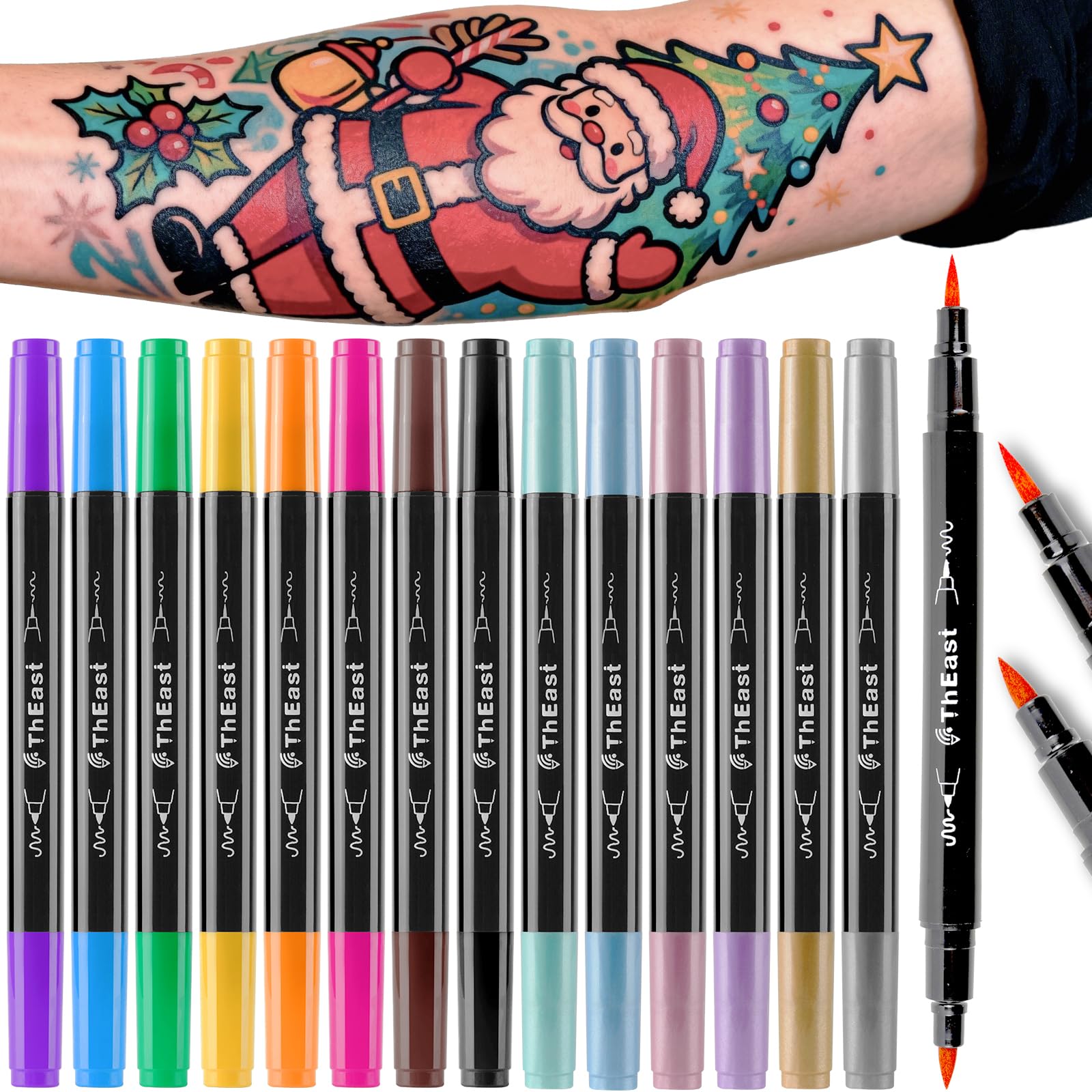 

TheEast15 Face Paint Pen, Dual Tip Face Paint Kit, Washable Tattoo Marker for Skin, Makeup Show Cosplay Costume Party Supplies