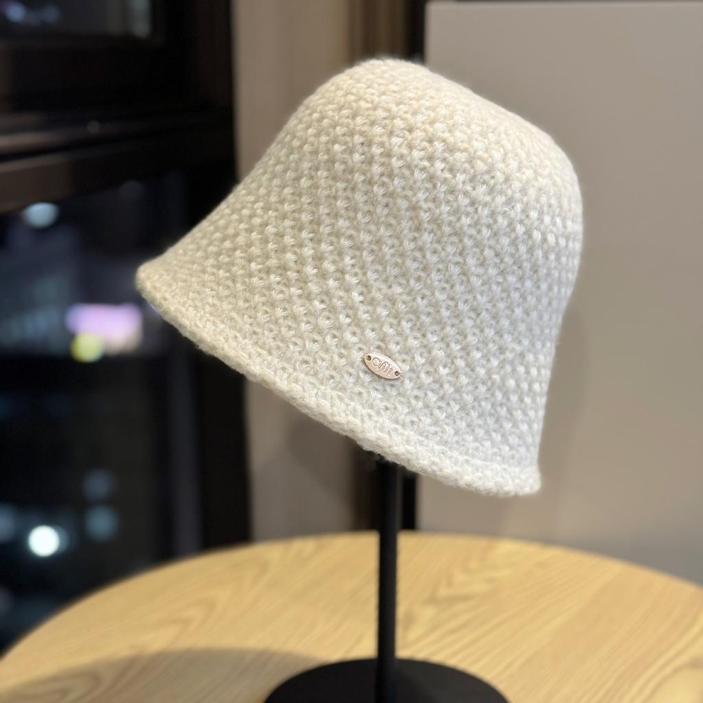 Bunter Farbverlauf Gestrickte Beckenmütze Herbst und Winter Schlichte und Vielseitige Fischerhut Wärme Ohrenschutz Temperament Eimerhut