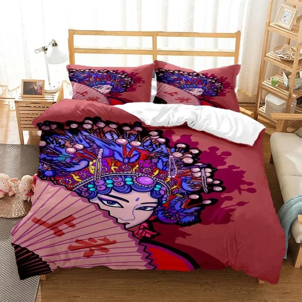 Comforter Chinese Cartoon Beijing Opera Natural Bedding Set Bedroom Soft Modern S Comefortable
