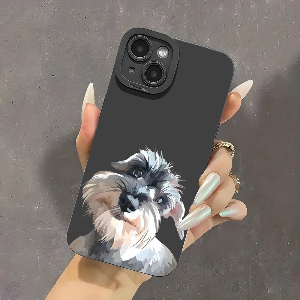 Cute Schnauzer Dog Aesthetic Phone Case for iPhone 17 16 15 14 13 12 11 Pro/ Max/Plus Anti-fall and Shock