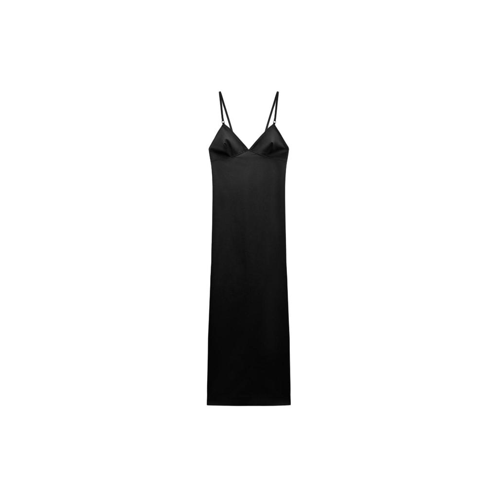 Zara Solid Color Comfortable Casual Versatile Cami Dress Women Dresses Black 4661320-800