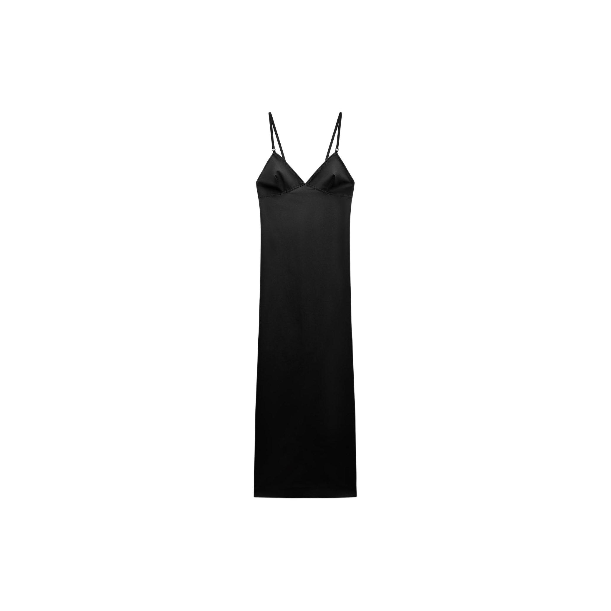 

Zara Solid Color Comfortable Casual Versatile Cami Dress Women dresses Black 4661320-800 S