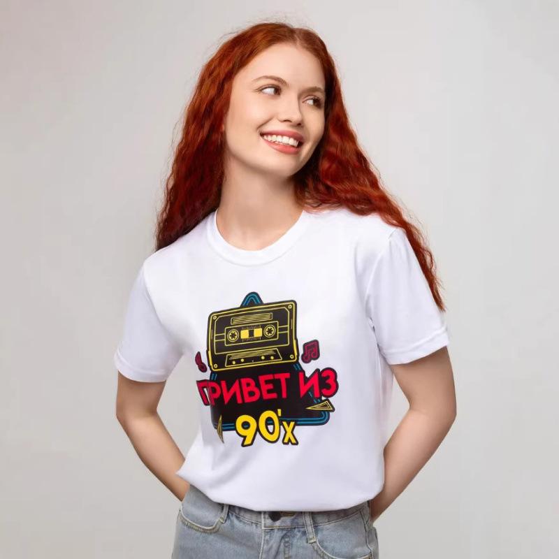 Pure cotton American short-sleeved T-shirt women s bottoming shirt loose top S