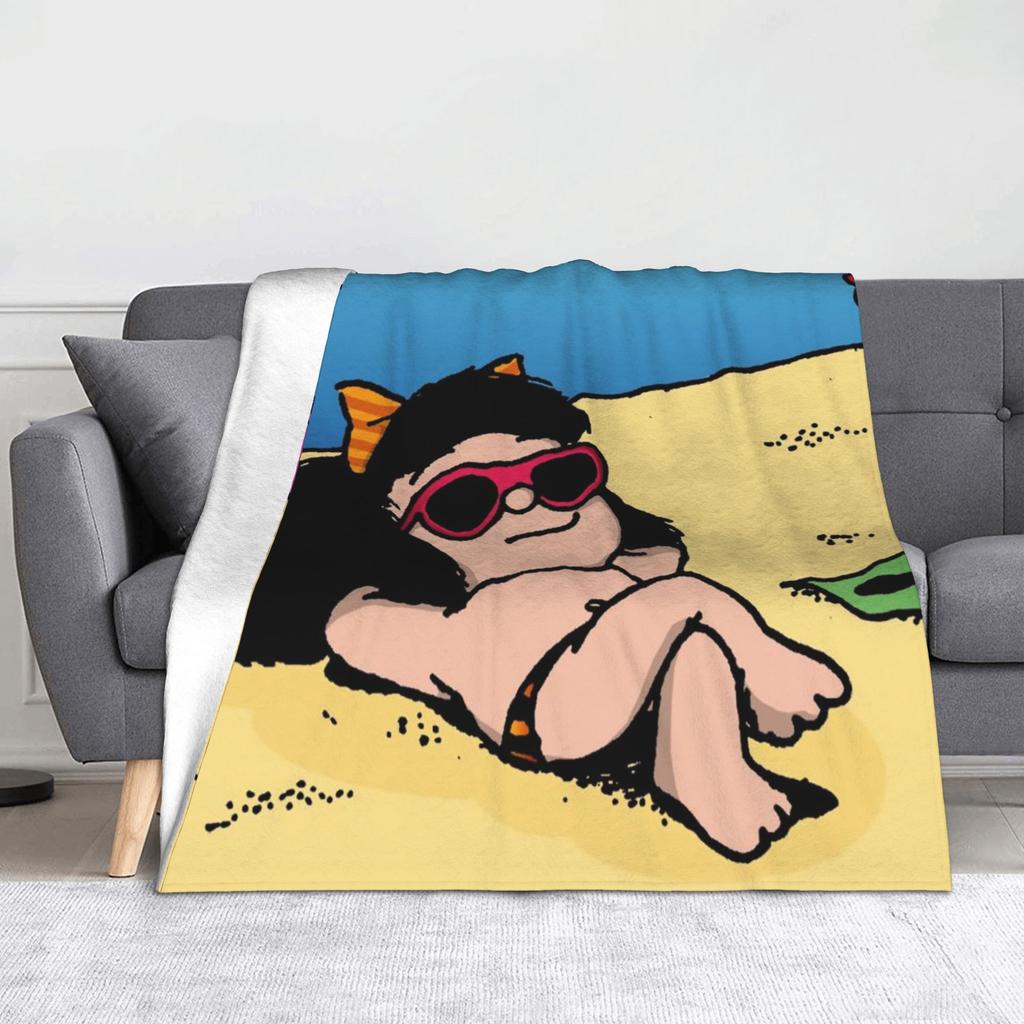 Mafaldas blankets Kawaii Cute Amine Flannel Funny Warm Throw blanket for Bedspread Summer