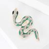 Sparkling Rhinestone Collar Pins Animal Snake Lapel Pin Creative Zodiac Snake Brooch  Office