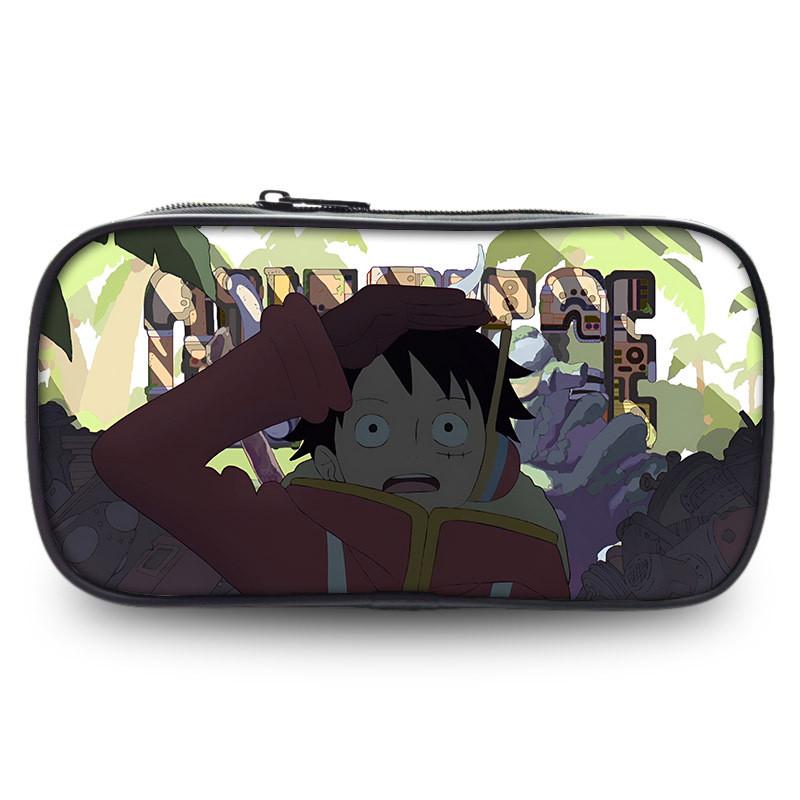 Stylish One Piece Student Pencil Case With Luffy And Zoro Skill Print Oxford Material