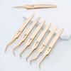 Gold Feather Stainless Steel Eyelash Tweezers Set - Heat-Treated Precision Beauty Tools