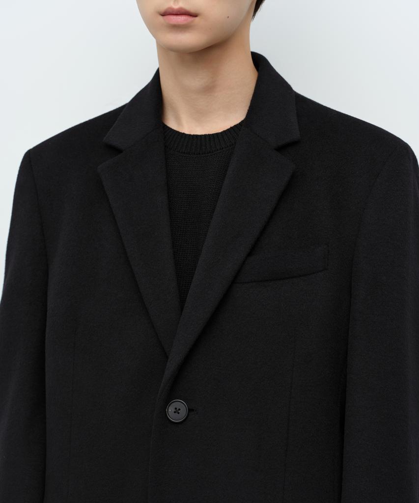 Musinsa Standard Cashmere Blend Masculine Chesterfield Long Coat [Black]