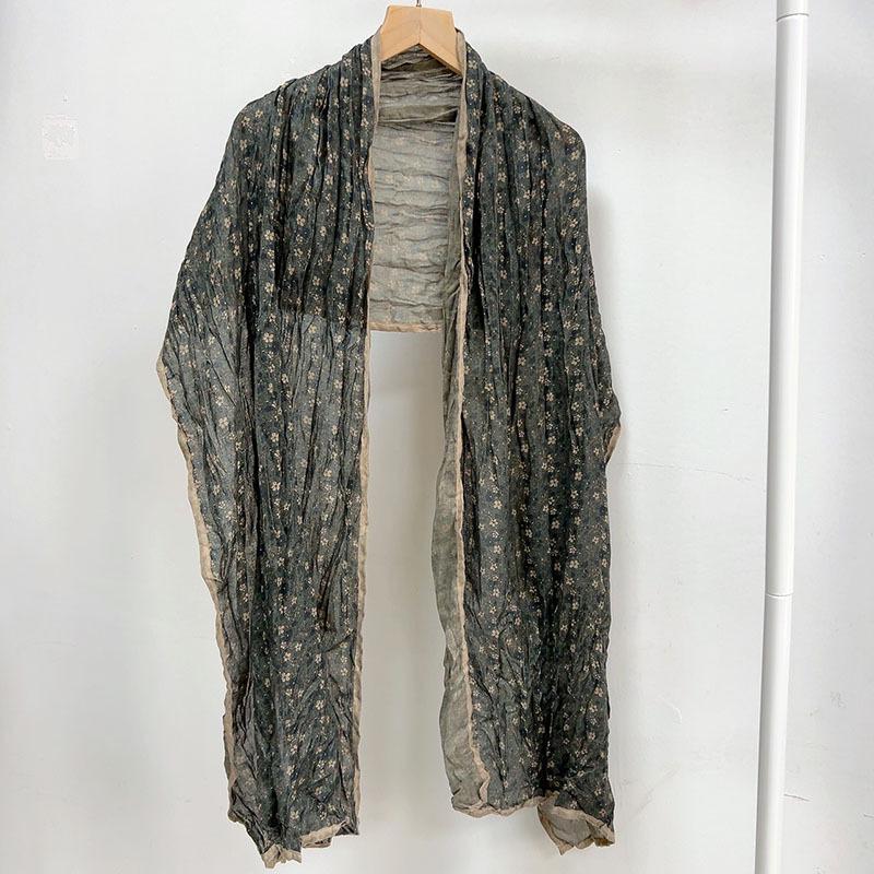 Floral Korean Cotton-Linen Scarf: Fashionable, Breathable Shawl for Autumn & Winter