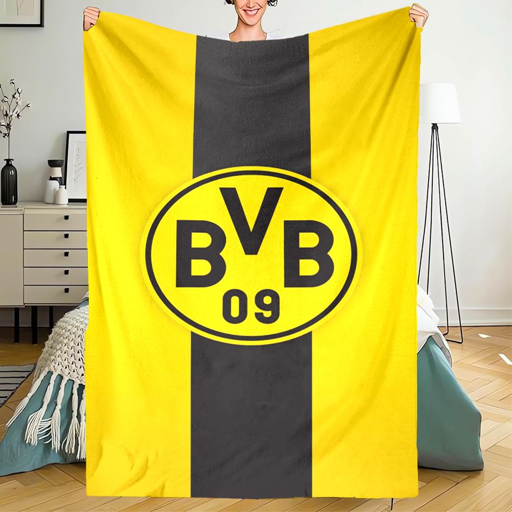 Borussia Dortmund Thema Bedruckte Decke - Perfekt für Sofa, Bett, Reisen & Outdoor-Nutzung | Maschinenwaschbar, Gemütlich & Langlebig.