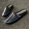 Atmungsaktive Herren Halbschuhe Echtes Leder Herren Muller Schuhe Sommer Herren Bequeme Slipper Faule Loafer Weiche Handgefertigte Freizeitschuhe