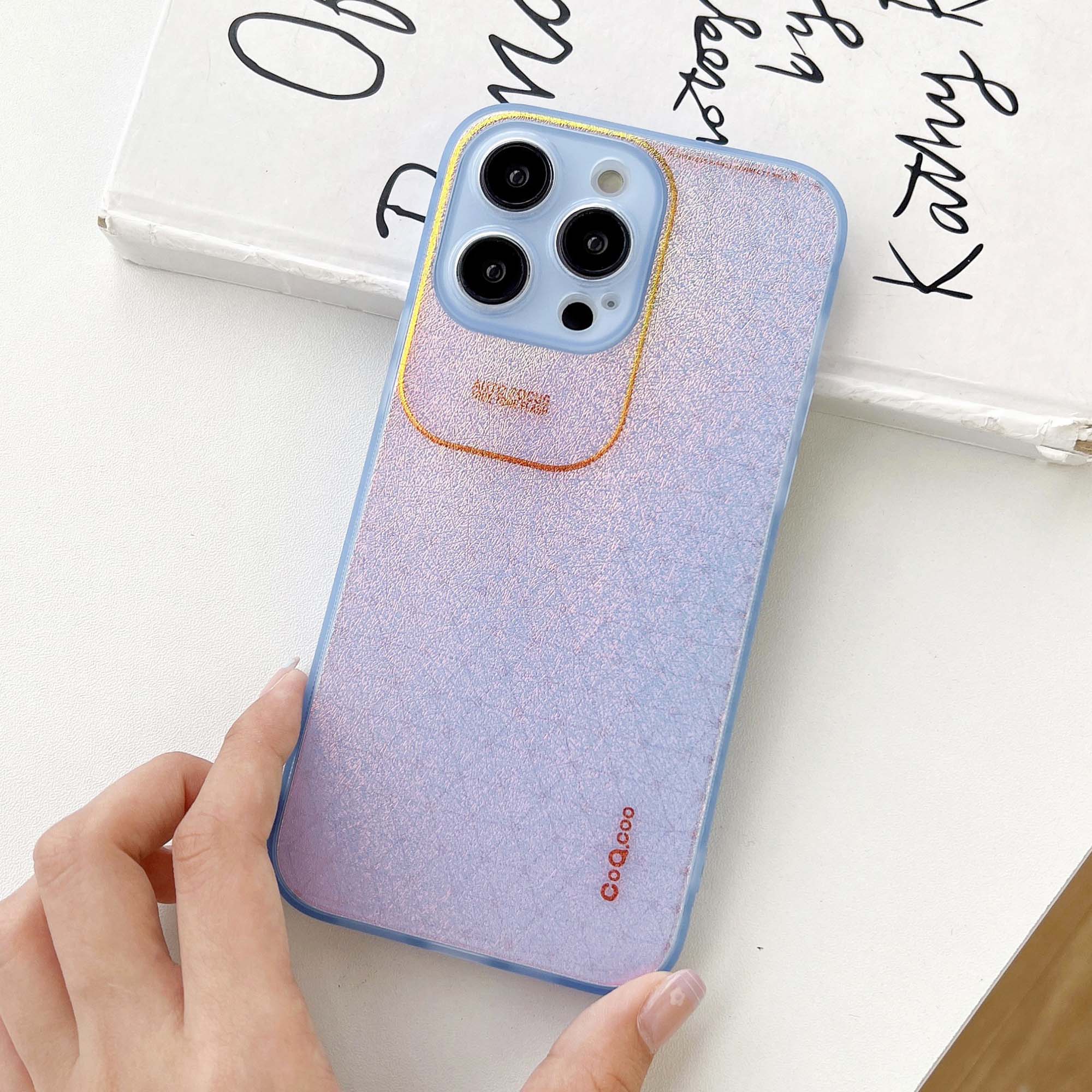 

Q.COO Aurora Series for iPhone 14 Pro Max Case TPU+PET Phone Cover Precise Lens Protection Transparent Blue