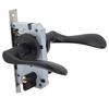 Door Interior Lever Black Passage Handle with Lock Easy Install Iron Aluminium Door Handle for Bedroom Bathroom Closet