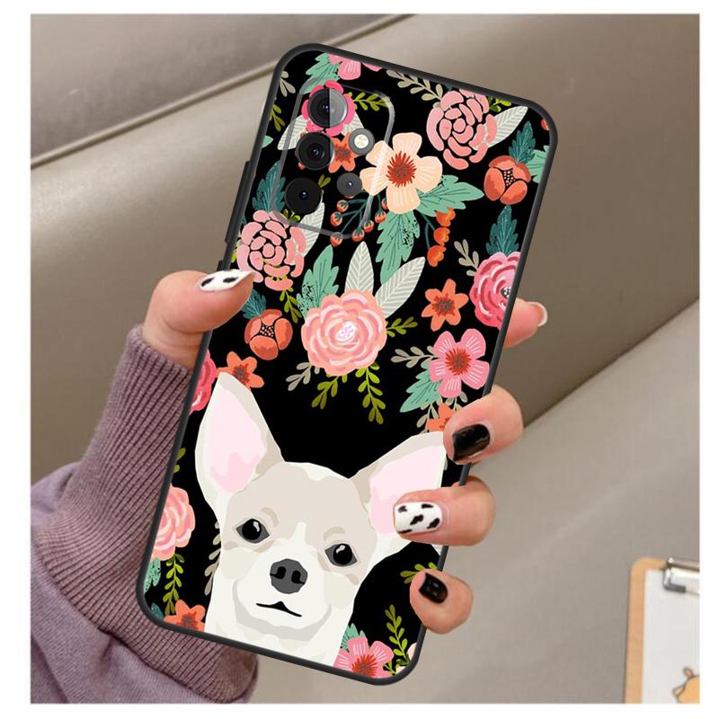 Chihuahua Face Floral Dog Case For Samsung Galaxy A33 A13 A53 A34 A54 A14 A15 A16 A26 A36 A56 A12 A32 A52 A06 A35 A55