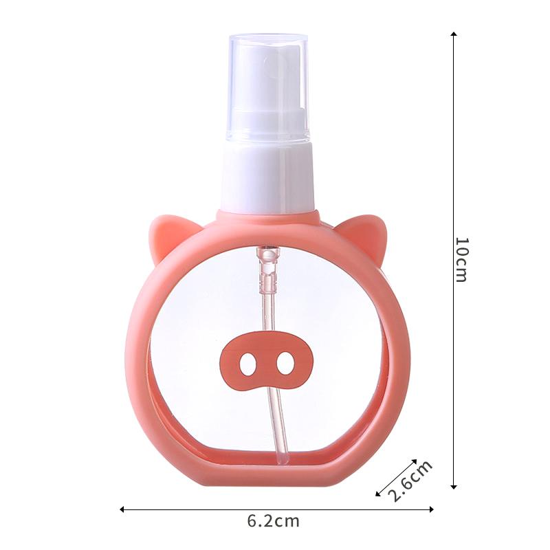 55Ml Cartoon Cat Small Spray Refillable Bottle Disinfection Alcohol Fine Makeup Bottle Cute Silicone Cover Perfume Spray Bottle