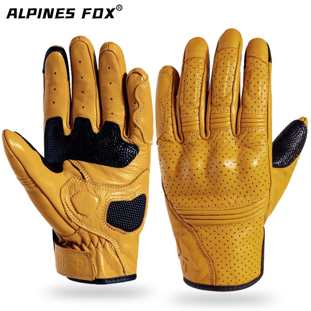 Retro Real Leather Motorcycle Gloves Moto Waterproof Gloves Full Finger Guants Motorcycle Protective Glove Motocross Gloves Gray M