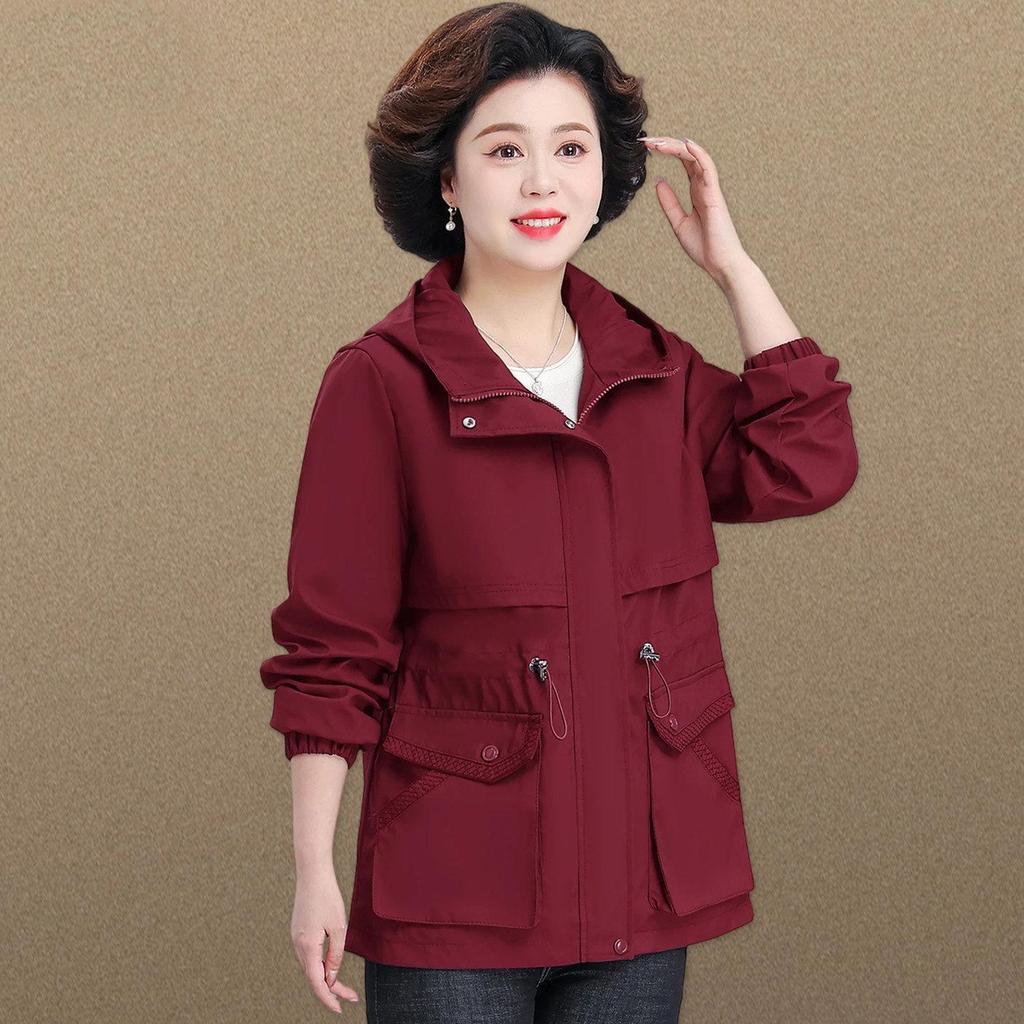 Noble Lady Spring-Autumn Hooded Jacket for Middle-Aged and Elderly Women - 2026 New Style