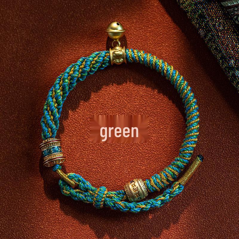 Tibetan Six-Syllable Mantra Hand-Woven Bracelet, Five-Color Red Rope for Women & Men's Birth Year Ethnic Ornament