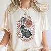 Vintage Folk Art Bunny Shirt, Aesthetic Botanical Rabbit Tee, Comfort Colors Nature Lover Gift, Boho Wildflower Forest Animal Tshirt for Her