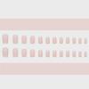 24-Pack Pink French Square False Nails - Simple Style, Waterproof, Detachable