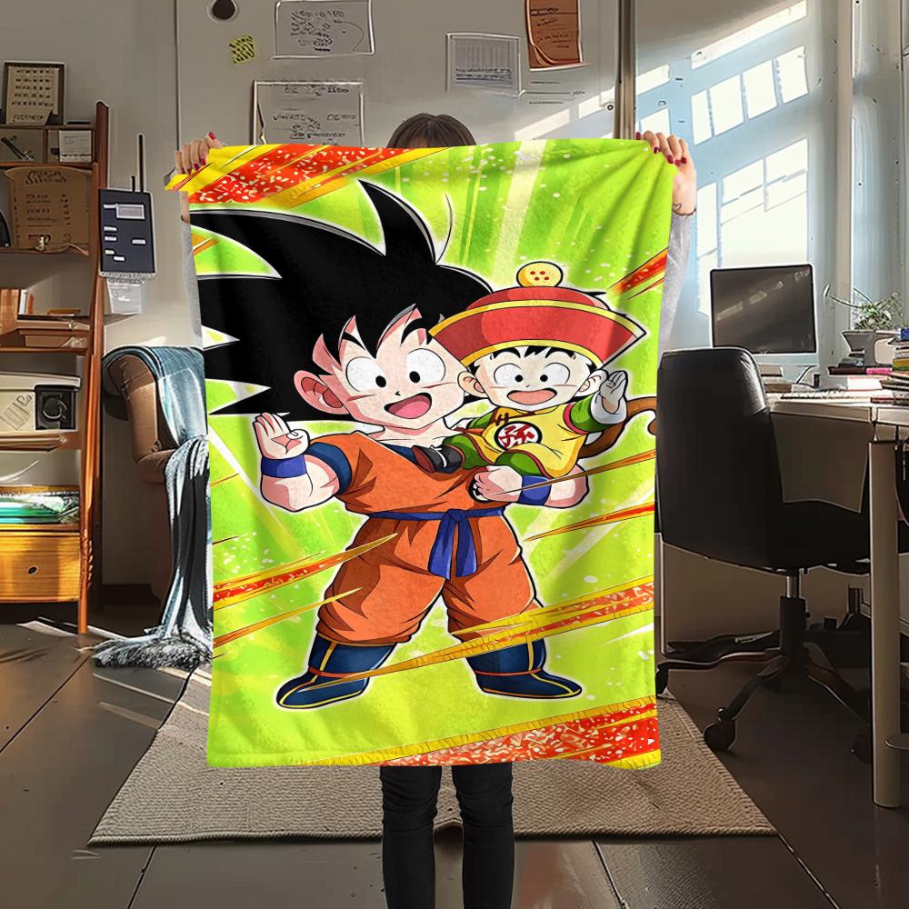 

Фланелевое одеяло с принтом персонажей Dragon Ball, Высококачественное, Удобное для всех сезонов, Декор для дома, Тепло и уют, Идеально для рождественских подарков 80cm x 120cm