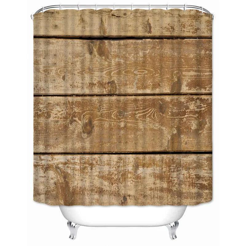 Rustic Shower Curtain Vintage Vertical Wood Planks Distressed Rustic Hardwood Design Fabric Bathroom Curtains Decor with Hooks