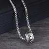 European and American Retro Six Character Auspicious Cloud Cylindrical Pendant, Trendy Titanium Steel Men's Necklace