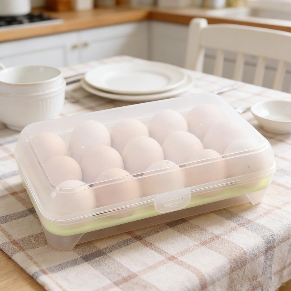 15 Egg Slots Refrigerator Storage Container Clear Plastic Egg Holder Food Preservation Box Home Kitchen