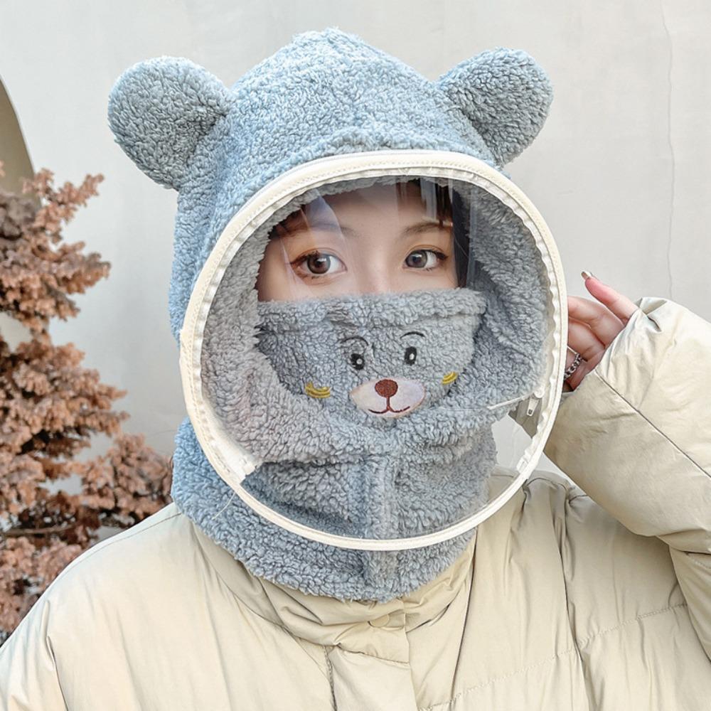 Windproof Riding Face Mask Warm Plush Pullover Hat Fashionable Full Face Cover Hats  Men Women