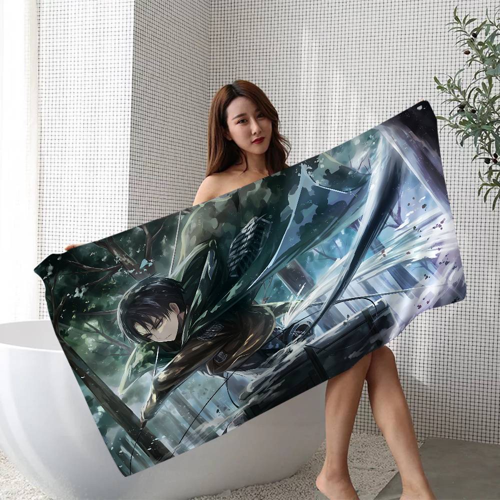 A-Attack O-On T-Titan Levi Ackerman Microfiber Beach Towel Absorbent Quick Dry Soft Yoga Swimming Resort Mountain Climbing Towel
